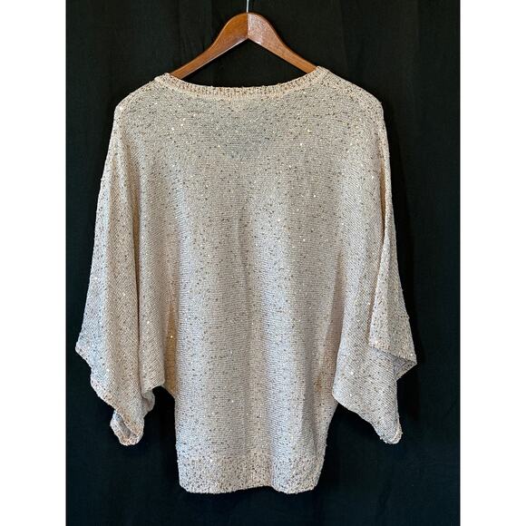 Boston Proper Metallic Gold Sequenced Light Weight Sweater S 90s Glam Holiday  - Picture 6 of 13